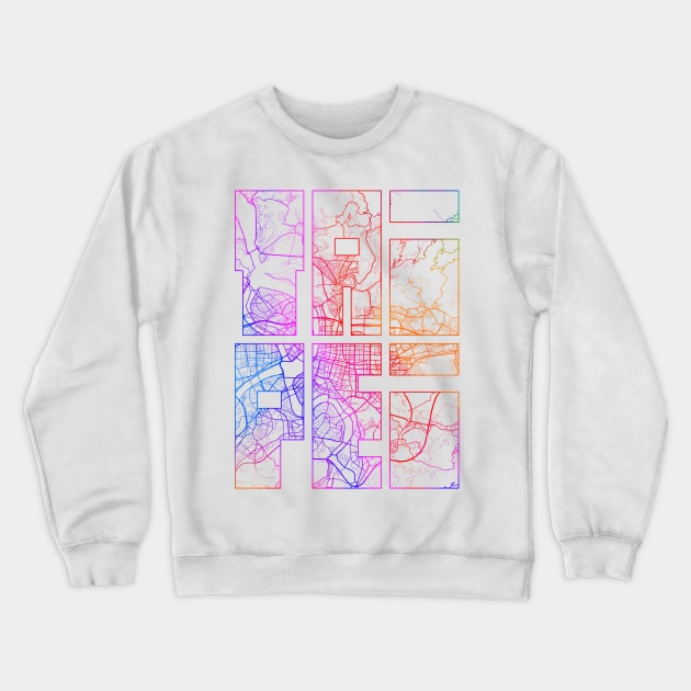 Taipei, Taiwan City Map Typography - Colorful Crewneck Sweatshirt by deMAP Studio